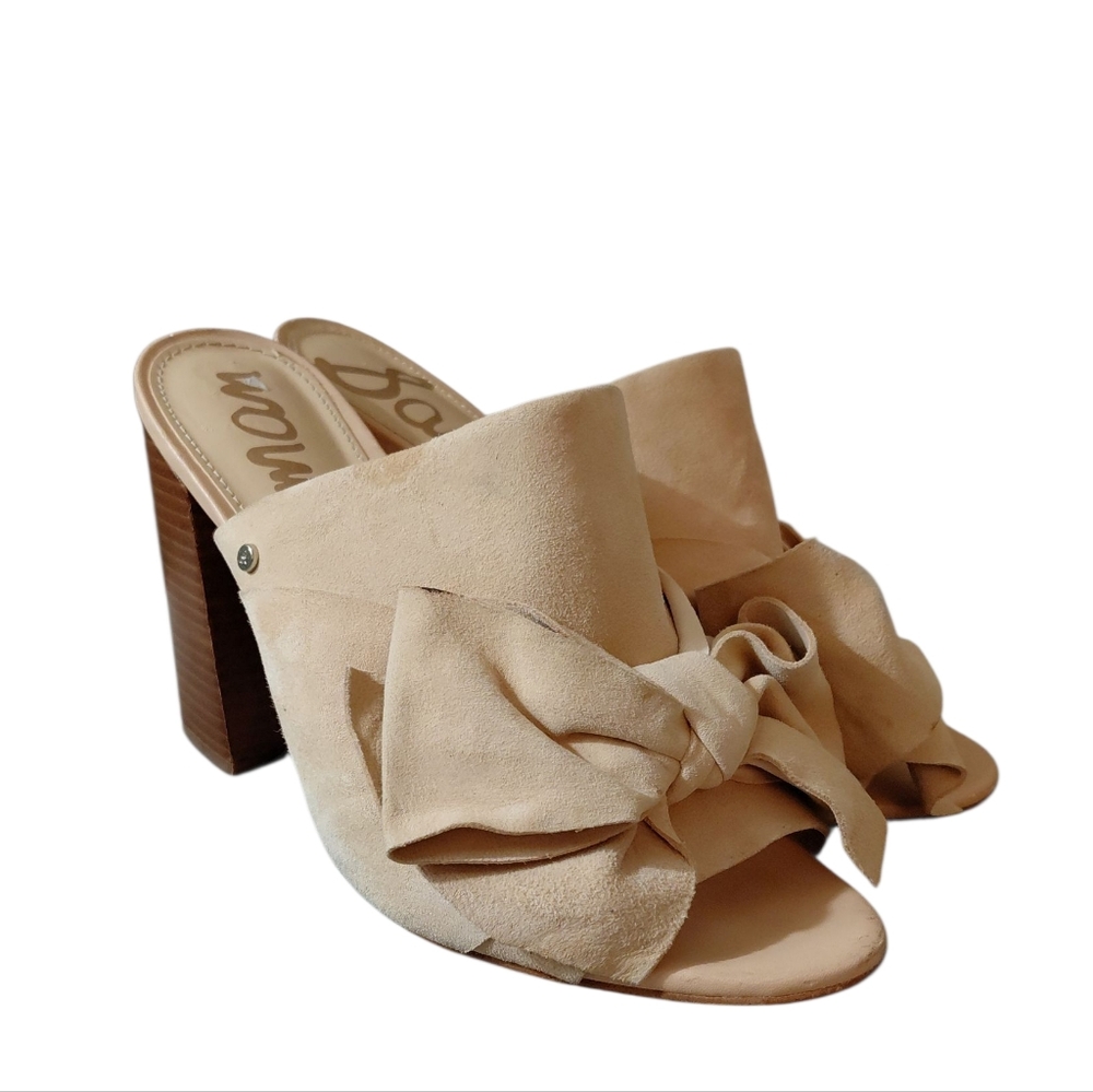 Sam Edelman Yumi Women's Cream Suede Bow Mules size 7.5